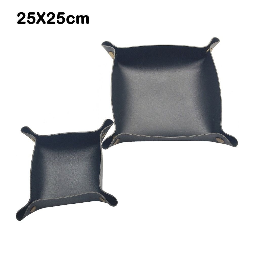 Hộp lưu trữ bàn CHEESELY, Khay da vuông có thể gập lại, Khay lưu trữ dung tích lớn 25X25cm cho trang sức Ví chìa khóa điện thoại Đồng xu