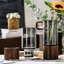 Bình Hoa Thủy Tinh Đế Gỗ Cao Cấp Phong Cách Ins Miệng Rộng 10cm Bình Cắm Hoa Trong Suốt Decor Nhà Cửa Sang Trọng [Nhiều Vân Hoa Văn]