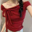 Áo trễ vai nữ KÈM DÂY cộc tay thun cotton mềm mịn Z24 justdun