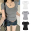 YB1 Nữ Slim Fit Cổ Lớn Đeo Vai Thường Ngày Cơ Bản Hot Girl Top BY1