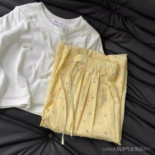[Giảm giá 10% trong thời gian có hạn] Seckill Phong cách phương Tây Plus Size Nữ Muối biển mùa hè Soda Dopamine Họa tiết kẻ sọc chấm bi Dây rút ống rộng