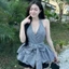 Áo Kiểu nữ bệt Vai dây Tự Cột Cổ yếm peplum