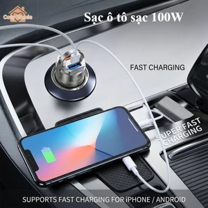 sạc ô tô sạc nhanh công suất 100W chất liệu kẽm hợp kim nhỏ gọn phù hợp mọi xe bảo vệ an toàn