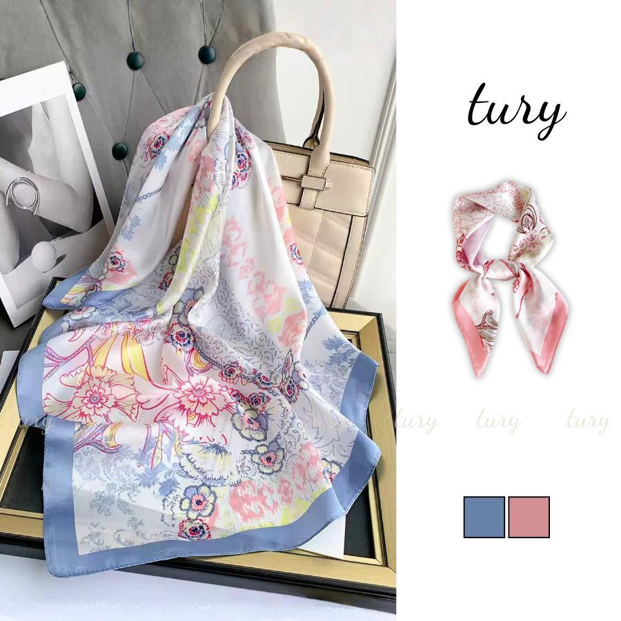 Khăn Lụa Unisex Nam Nữ 70 - Tury - Khăn Lụa 70x70cm Họa Tiết Xuân Hè Xinh Xắn - KL097