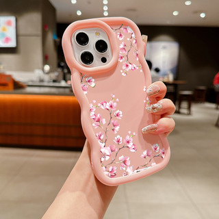 Ốp Lưng Cho OPPO A6 A5 A3 Pro A6X A3X A58 A78 A57 A77 A38 A18 Reno 7Z 8Z Vỏ Hoa Cúc Dễ Thương Hoa Đào Silicon Mềm Sóng Họa Tiết Bên Màu Kẹo Chống Sốc