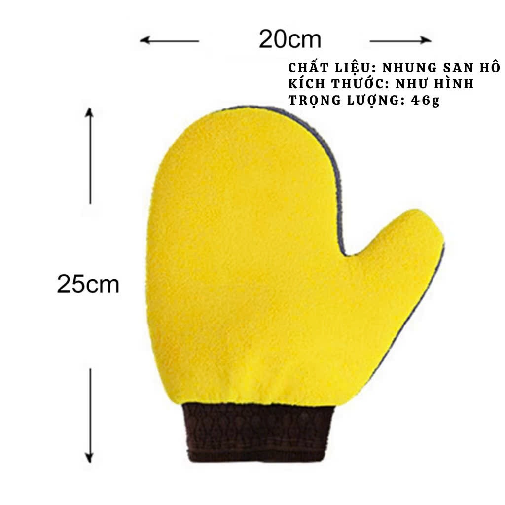 Bao Tay Rửa Xe, Găng Tay Lông Mềm Mịn Chuyên Dùng Rửa Xe Ô Tô Xe Máy, BTRX01