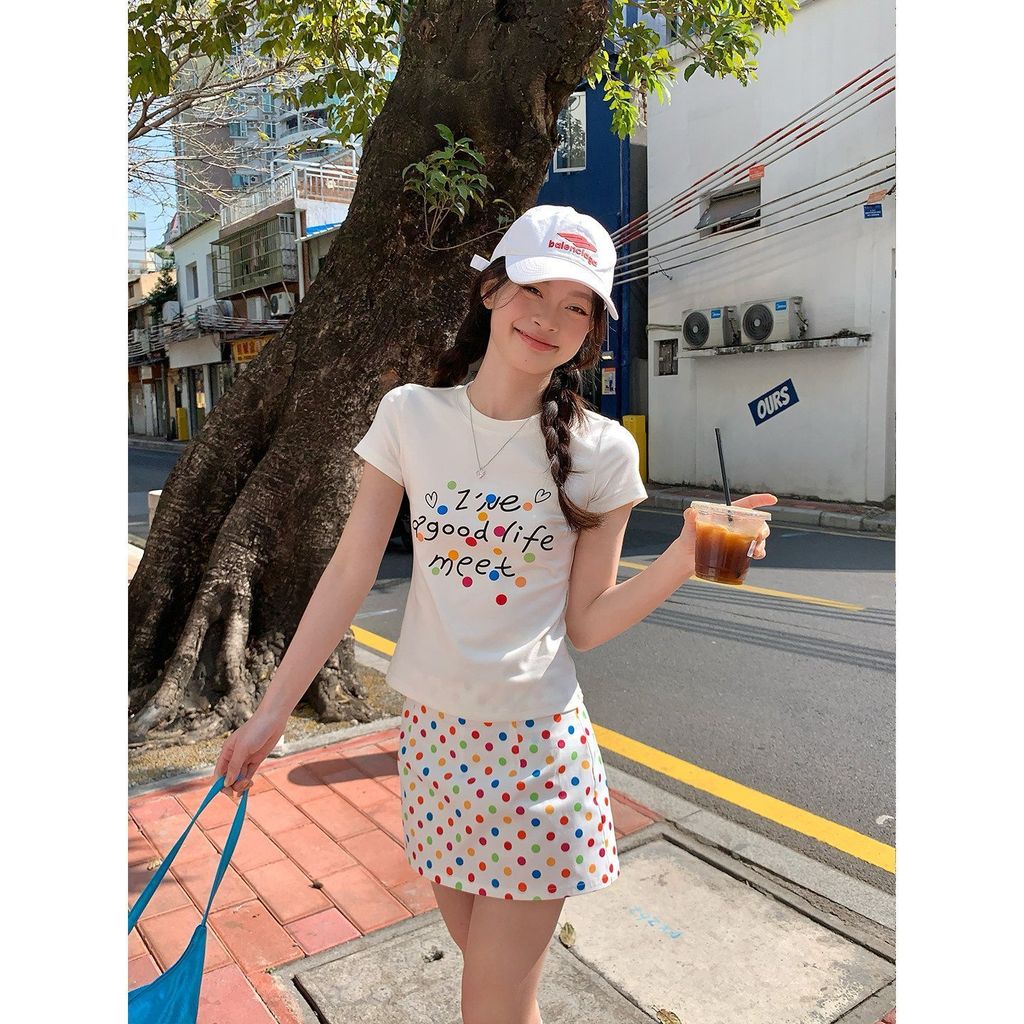 Váy chấm bi màu sắc đa dạng cho nữ, phong cách vintage, thiết kế ngắn ôm eo cao, hình dáng A-line