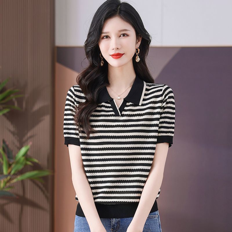 Mẹ mặc áo thun sọc tencel thoáng khí, phong cách mới và ôm dáng, thời trang mùa hè