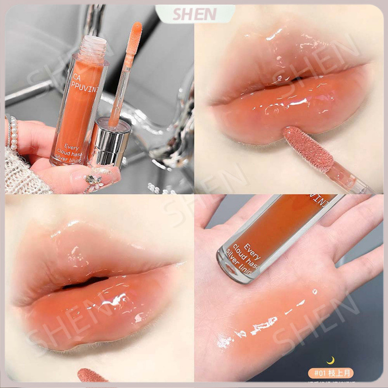 CAPPUVINI Crystal Feel Ice Trong Suốt Son Dầu Dưỡng Ẩm Trong Suốt Bóng Cảm Giác Nước Bóng Gương Thủy Tinh