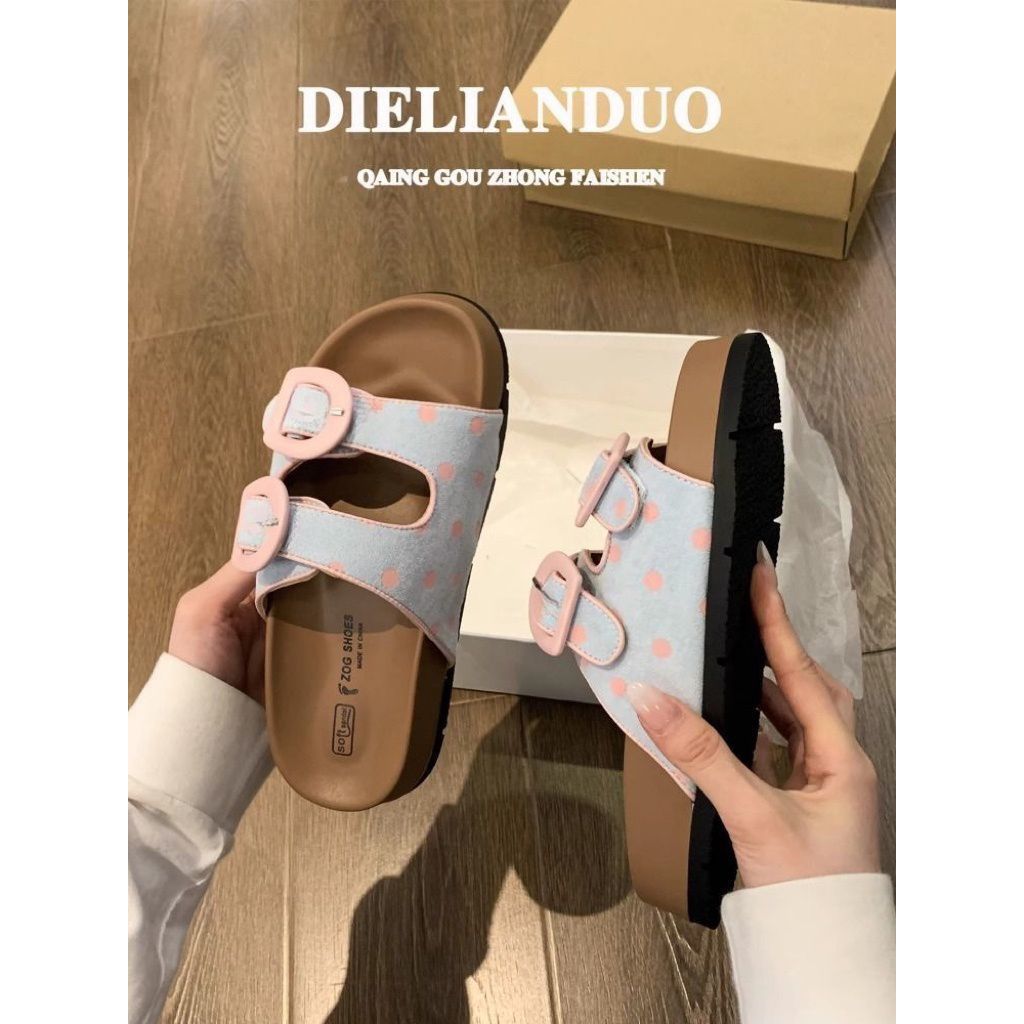 Dép LVY Nữ Mùa Hè Mặc Ngoài 2026 Phong Cách Mới Chấm Bi Đế Dày Birkenstock Giày Slip-On Out Đế Mềm Birkenstock Hal