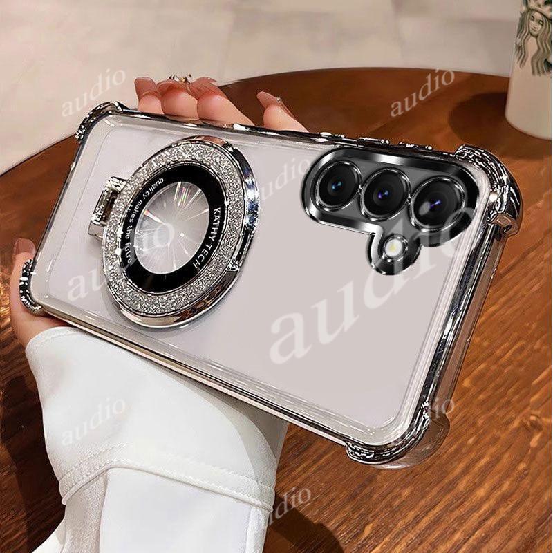 Ốp điện thoại trong suốt mạ bốn góc Samsung A57 5G có giá đỡ cho Samsung Galaxy A57 A37 A27 A17 A07 GalaxyA57 SamsungA57 5G 4G Ốp lưng silicon mềm chống sốc