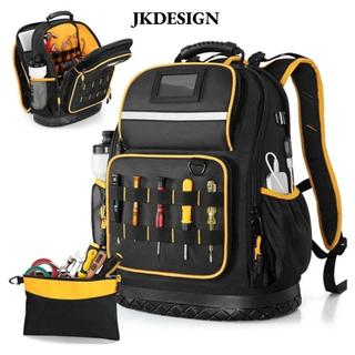 Túi đựng dụng cụ thợ điện JKDESIGN, Ba lô dụng cụ công suất lớn dày, chống mài mòn chống nước với bộ công cụ đáy cứng