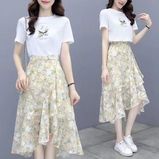 Bộ áo và chân váy voan mỏng, dáng suông, kiểu dáng mới mùa hè.