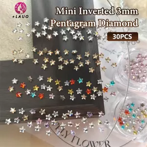 Springevenstar 1 Hộp 30 Chiếc Lấp Lánh Pentagram Zircon Móng Tay Quyến Rũ Dễ Thương Tối Giản Flatba Kim Cương Giả 3 Mm Nhiều Màu Ngôi Sao Mini Đá Quý Móng Tay Nghệ Thuật Trang Trí Cho DIY Phần Móng Tay Springeve