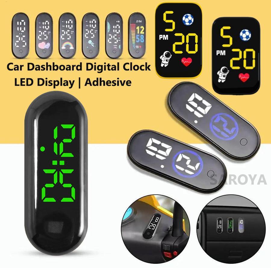 Bảng điều khiển ô tô Đồng hồ kỹ thuật số Mini Độ bám dính mạnh Màn hình LED chống nước Dạ quang Đồng hồ dính saixit2vn