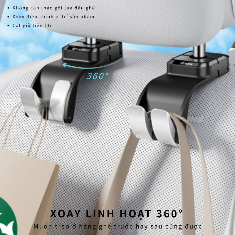 Móc Treo Đa Năng Ô Tô - Hợp ABS Bền, Gắn Ghế Sau, Gấp Gọn, Chịu 20kg, Cho Mọi Hành Trình