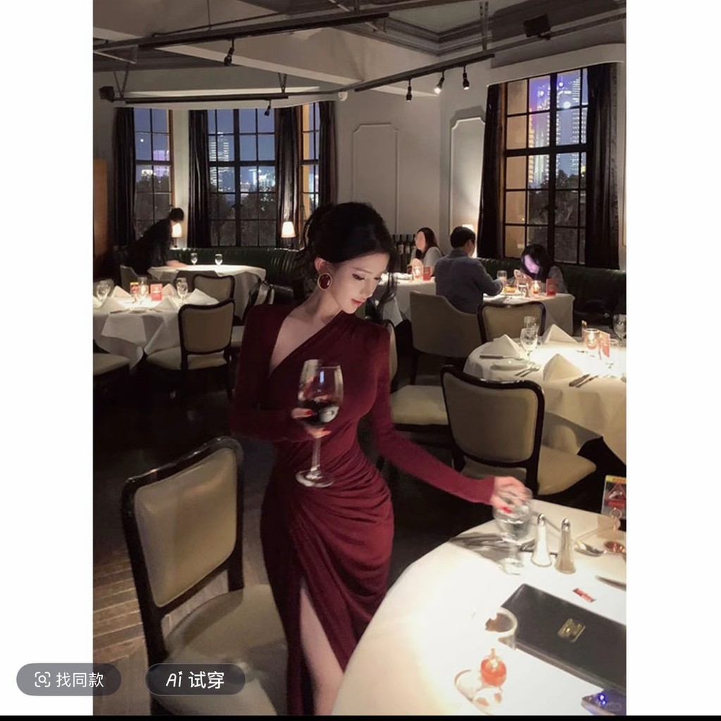2026 Phiên Bản Hàn Quốc Thiết Kế Sense Royal Sister Style Slim-fit Slim-fit Phù Hợp Với Tính Khí Thời Trang Váy chữ a eo hẹp Nữ