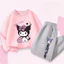 Bộ áo Hoodie và quần hoạt hình Cinnamoroll dành cho trẻ em Trang phục hai mảnh thông thường ấm cúng