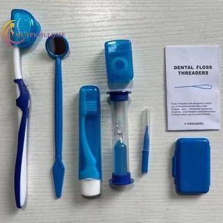 Csndices 8 Cái / bộ Bộ Bàn Chải Chăm Sóc Nhiều Màu Sáp Răng Dụng Cụ Làm Sạch Túi Lưới Có Thể Gập Lại Inter Brush Floss Thread Wax VN