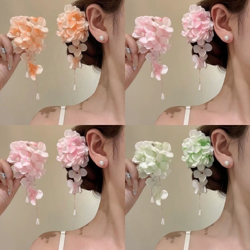 Phong Cách Mới Tinh Tế Hydrangea Tua Rua Kẹp Tóc Ngày Lễ Bầu Không Khí Đầu Ảnh Hoa Phụ Kiện Tóc