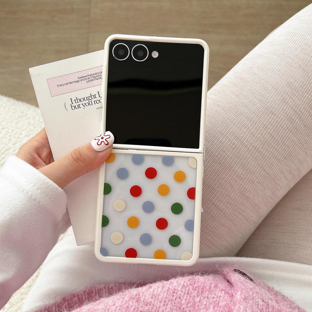 Ốp Điện Thoại Chấm Bi Cầu Vồng Thích Hợp Cho Samsung Galaxy ZFlip7 zflip6 Dây Gấp Vỏ Cứng Cho Z Flip 7 6 5 4 5G PuraX N3Flip MixFlip 2 Vỏ Bảo Vệ