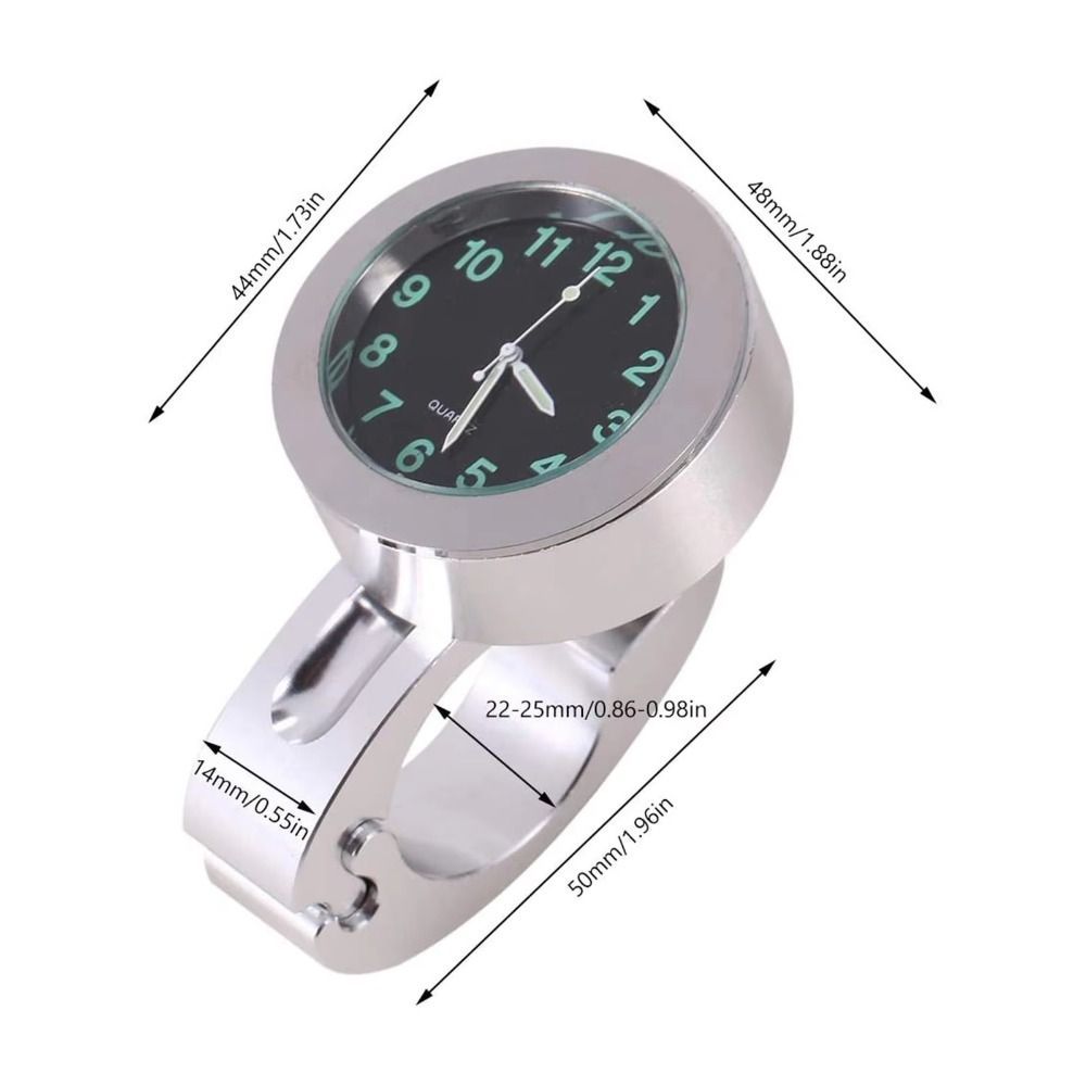 Đồng hồ gắn tay lái LACYESUK, Đồng hồ thạch anh xe máy 22-25 mm chống nước, Vỏ nhôm gắn tay lái Phong trào thạch anh phát sáng Đồng hồ phát sáng Phụ kiện tay lái