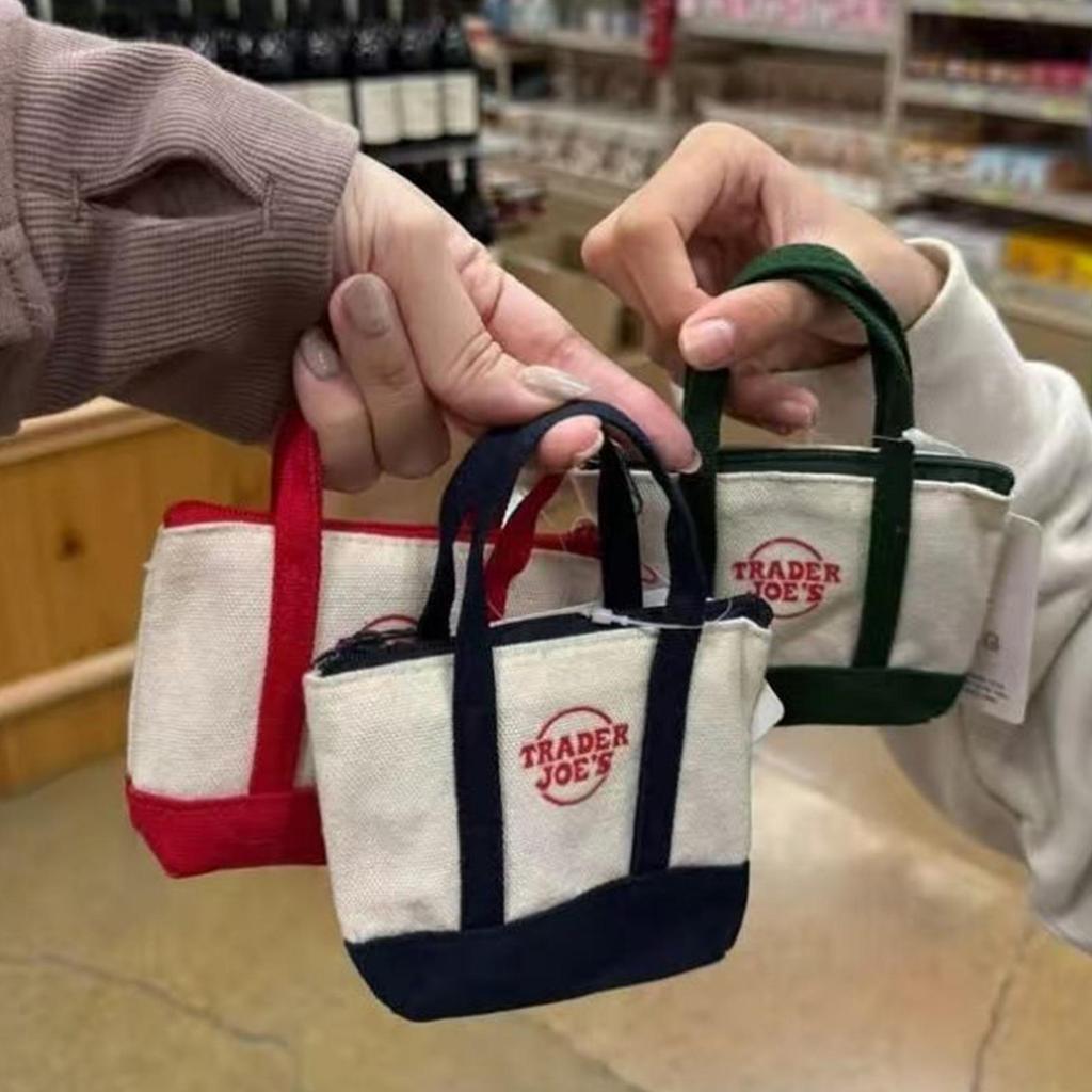 Túi Tote siêu nhỏ Trader Joe 's Túi Tote vải có thể tái sử dụng có thể gập lại Hợp thời trang cho du lịch 3 màu saixit2vn