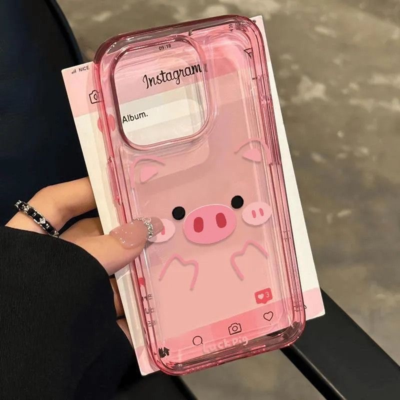 Biểu hiện đáng yêu của con lợn áp dụng cho iphone 17/16/15promax cao xuyên qua vỏ điện thoại 14/13/12 tpu mềm