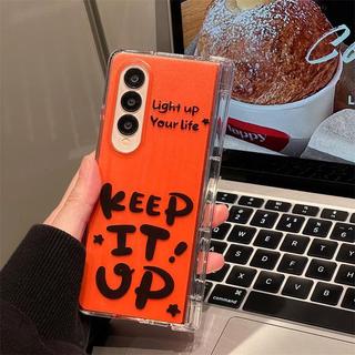 Ốp Điện Thoại Chữ Màu Cam Trong Suốt Thích Hợp Cho Samsung Galaxy ZFold7 zfold6 Dây Gấp Vỏ Cứng Cho Z Fold 7 6 5 4 3 5G Vỏ Bảo Vệ
