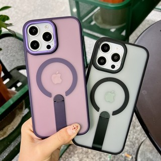 Ốp điện thoại mờ từ tính cho IPhone 17 16E 16 15 14 13 12 Pro Max Plus Ốp lưng chân đế
