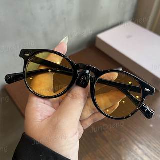 Retro Tròn Nhỏ Khung Kính Mát Nam Nữ Fashiona Da Báo In Khung Kính Mắt