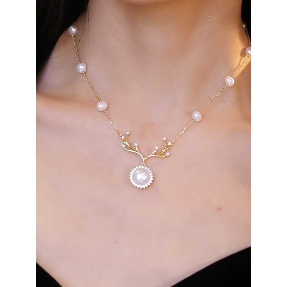 Vòng cổ hươu ngọc trai dễ thương dành cho nữ