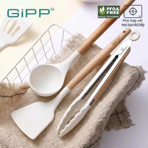 GiPP Silicone Xẻng Nấu Ăn Bằng Silicon Chống Dính Cách Nhiệt Tiện Dụng Cho Nhà Bếp Cán Gỗ Chống Dính Chịu Nhiệt Chống