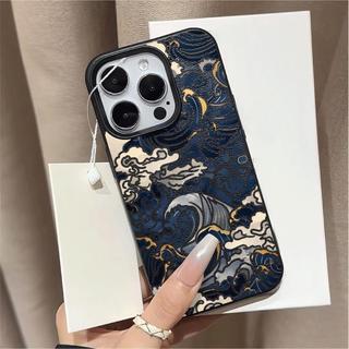 Vân sóng sáng tạo phù hợp với vỏ điện thoại 17/16promax, mẫu mới 16 đường kẻ lựu, vân da giả 15pro, bộ 14.