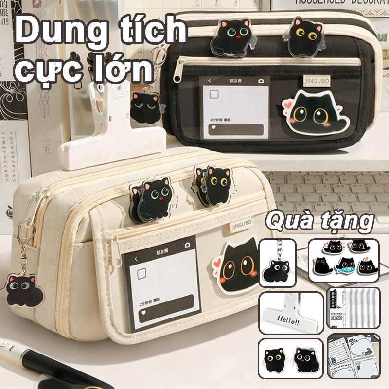 Hộp bút hoạt hình hình mèo dễ thương với dung lượng lớn, chất liệu bền cho học sinh hộp bút hộp bút hoạt hình