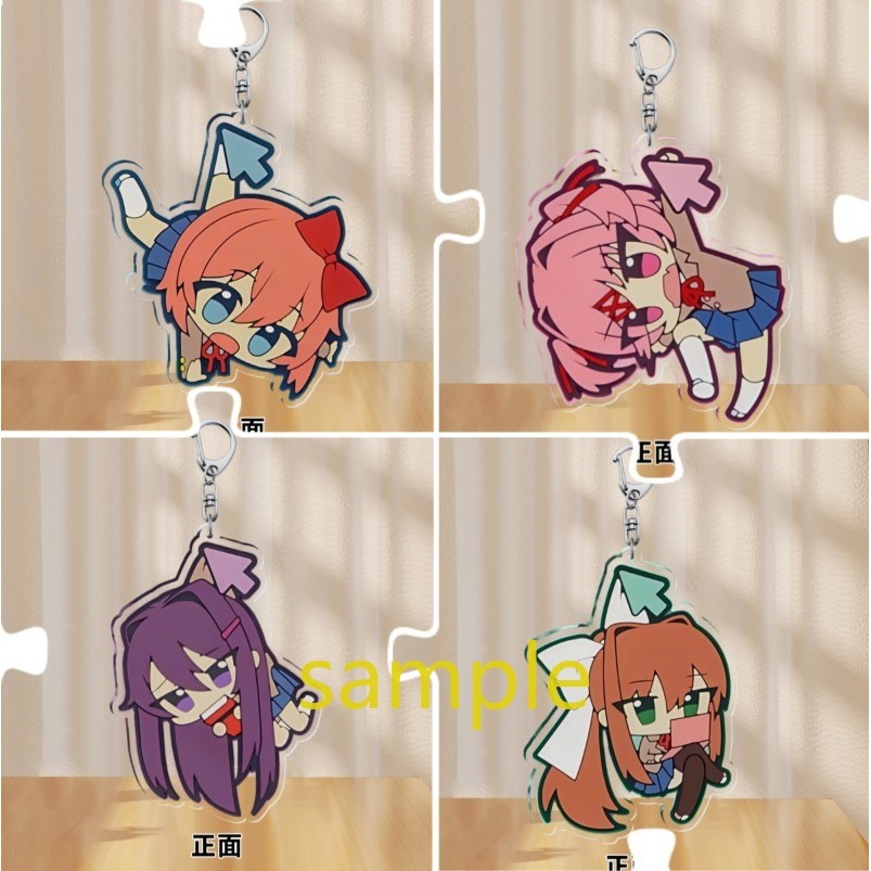 Monika Sayori Yuri Anime KeyChain Doki Doki Literature Club Men Key Chain for Women Cartoon Figure Acrylic