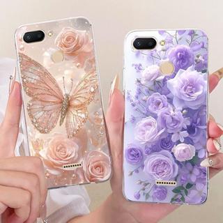 Sang Trọng Hoa Bướm Nơ Họa Tiết Vỏ Cho Xiaomi Redmi 6 6A Ốp điện thoại Silicon Mềm Trong Suốt Cho Xiomi Redmi6