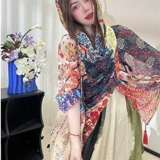 Bộ khăn choàng và áo khoác ngoài mỏng từ lụa cao cấp, chống nắng hiệu quả cho mùa hè, phù hợp đi biển và du lịch
