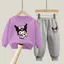 Bộ áo Hoodie và quần chạy bộ nhẹ Kuromi Kids Thiết kế hoạt hình Trang phục thường ngày cho bé gái đi học
