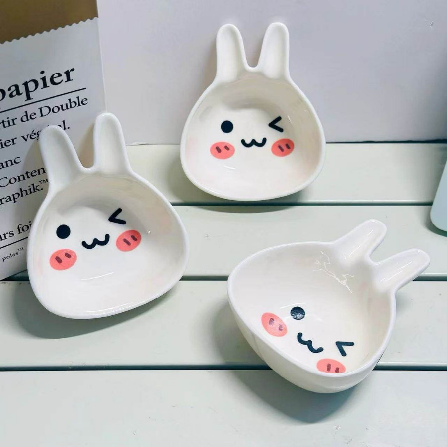 Bát Sứ Ăn Dặm, Chén Ăn Dặm Cho Bé, Bát Sứ In Hình Thỏ, Mèo Đáng Yêu BAT056