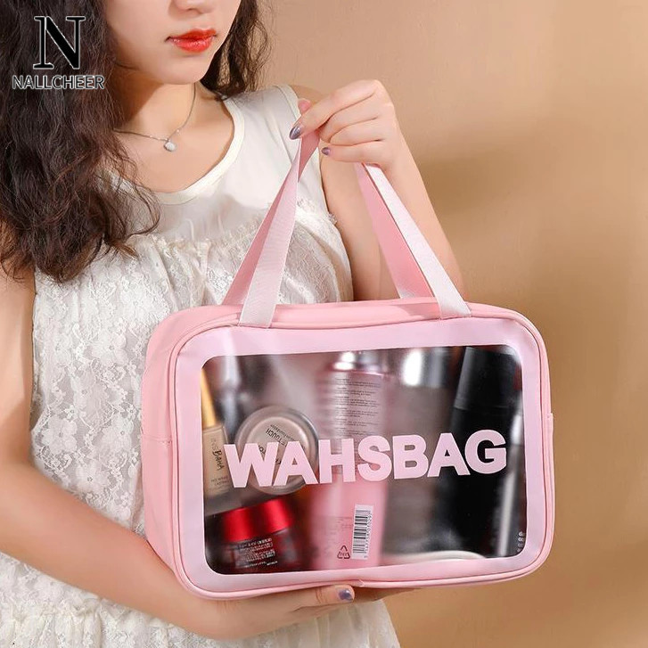 Túi đựng mỹ phẩm trang điểm du lịch WASHBAG PVC trong suốt chống thấm nước phong cách Hàn Quốc 3 size tiện lợi nhỏ gọn
