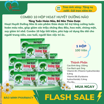 Combo 10 Hộp Hoạt Huyết Dưỡng Não 100 Viên – Tăng Tuần Hoàn Não, Bổ Não Thảo Dược