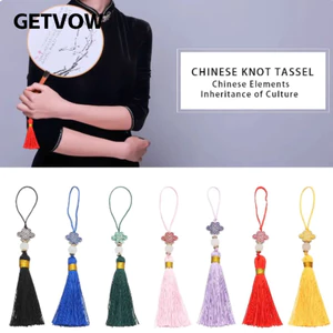 Mặt dây chuyền điện thoại tua rua GETVOW, Mặt dây chuyền tua rua nút thắt thủ công đầy màu sắc Thủ công Trung Quốc Trang trí treo quần áo phong cách Trung Quốc Phụ kiện túi mặt dây chuyền