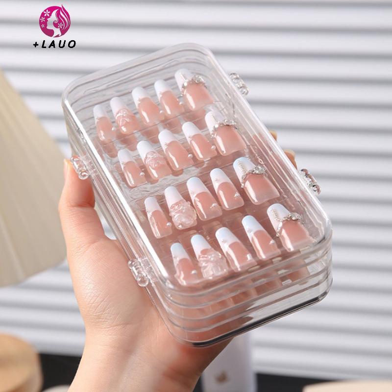 Springevenstar BaFold Press-On Hộp lưu trữ móng giả bằng nhựa trong suốt, dụng cụ sắp xếp cho màn hình móng giả