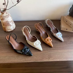 Giày Sandal Khóa Vuông Mũi Nhọn TT Nữ Cao Gót Lưng Rỗng Tính Khí Giày
