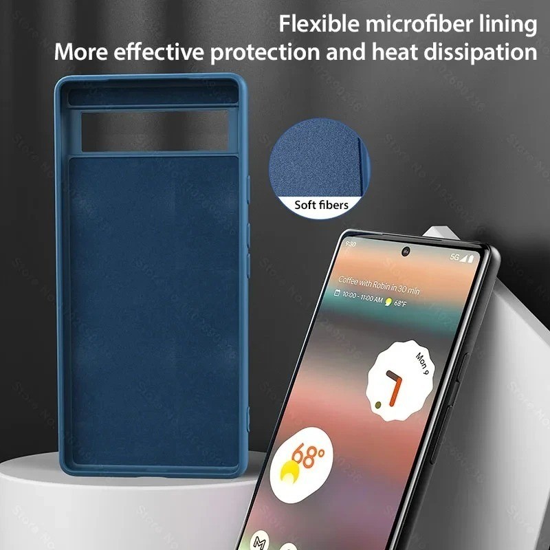 Ốp Điện Thoại Cạnh Thẳng Lỏng Cho Google Pixel 5 5A 6 6A 7 7 A Pro Ốp Lưng Chống Rơi Chống Sốc Chất Lỏng Nhà Ở Bảo Vệ Mặt Sau Điện Thoại