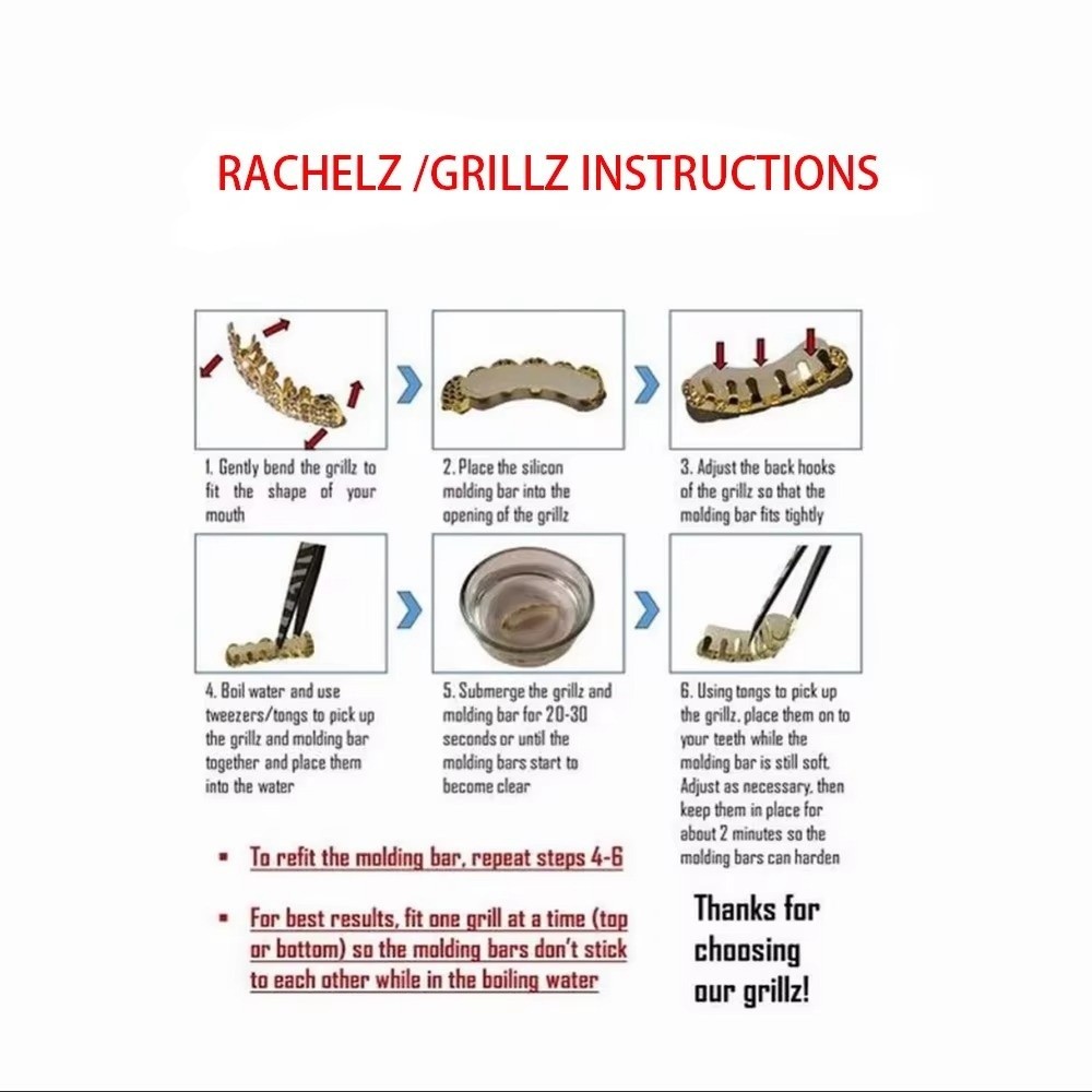 POYFOX Răng Grillz Top Đáy Bộ, Mũ Lưới Nướng Răng Chống Trơn Trượt Sáng Bóng, Hợp Thời Trang Đồng Bạc Vàng Răng Trang Sức Cosplay
