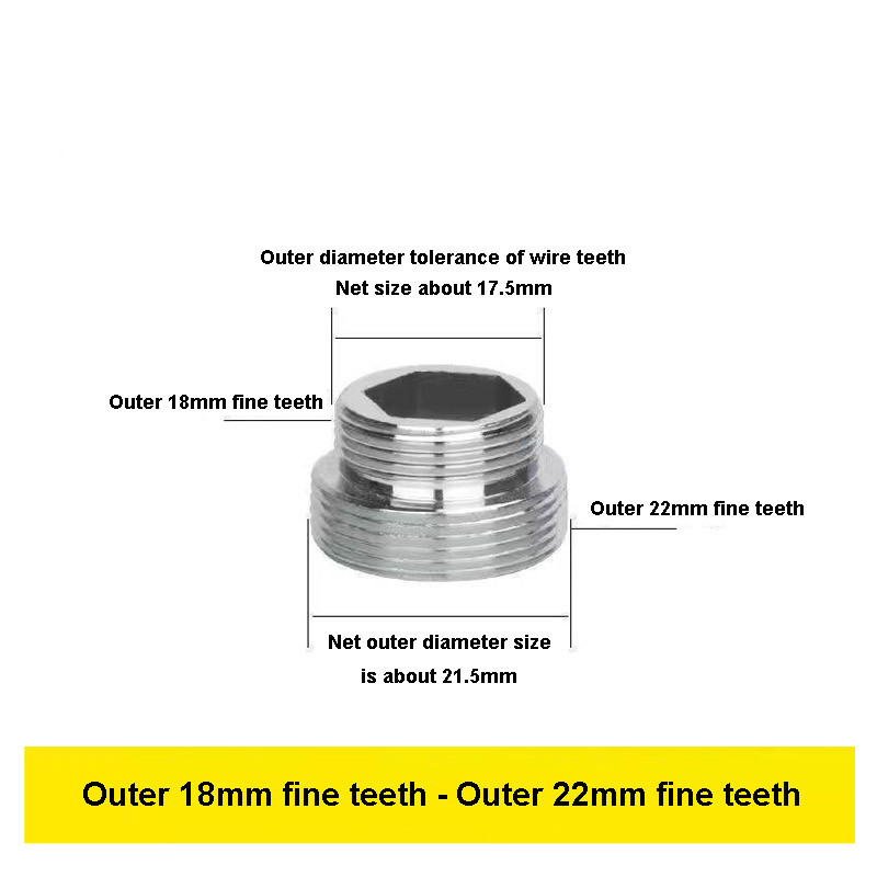 Bộ chuyển đổi vòi 22 Turn 16 18 20 22 24 26 28 mm Vòi răng mịn bên trong và bên ngoài 1 / 2 "3 / 4" Phụ kiện ren chuyển đổi