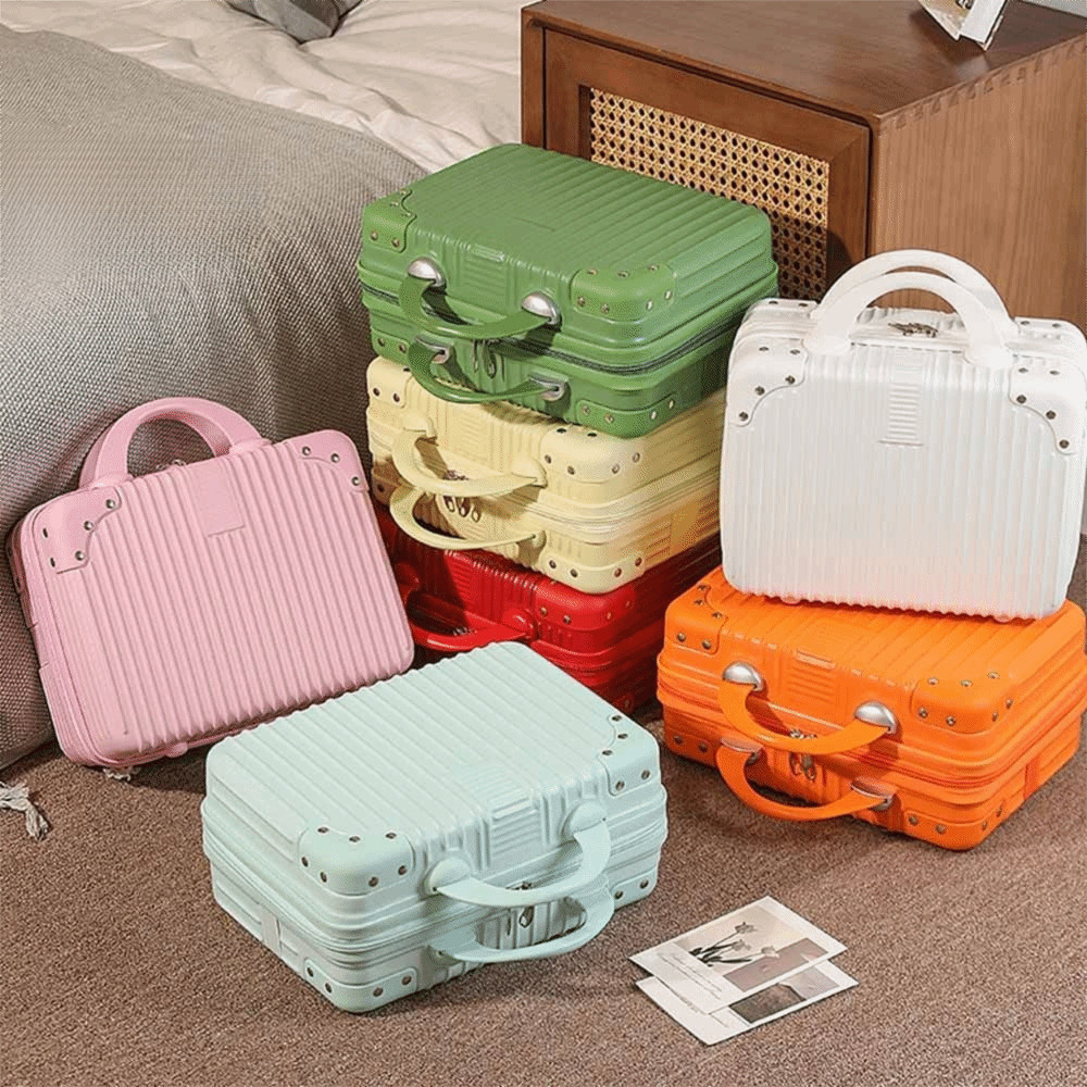 HOBBYIN Vali du lịch HOBBYIN, Hộp mỹ phẩm du lịch Mini, Dụng cụ sắp xếp bán hàng hấp dẫn Trang điểm tay 14 inch dành cho nữ