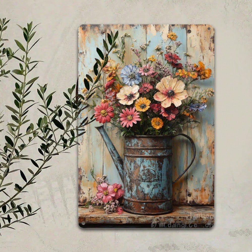 CIFbuy Vintage Hoa Kim Loại Trang Trí Tường Chống Thấm Nước Mộc Mạc Trang Trại Ngoài Trời Sân Vườn Tường Nghệ Thuật Ký